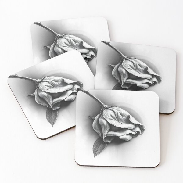 Item preview, Wilted Rose Pencil Drawing Black and White Floral Art designed and sold by EllDAV777.