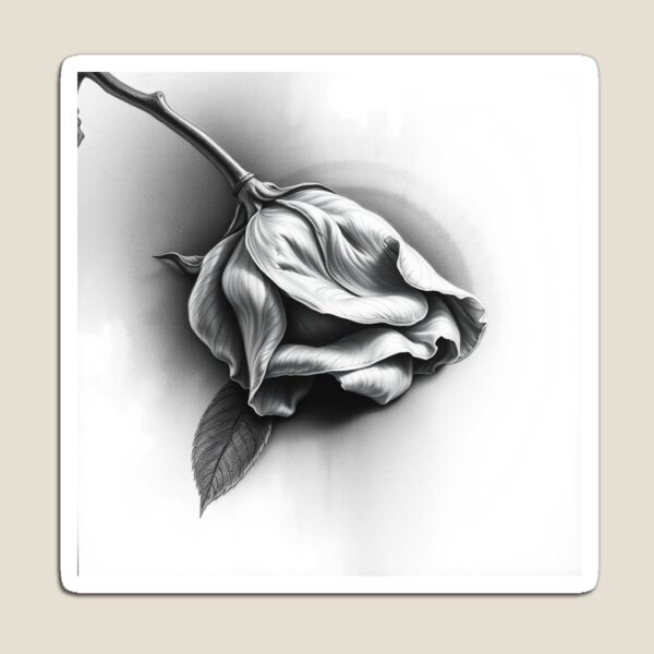 Item preview, Wilted Rose Pencil Drawing Black and White Floral Art designed and sold by EllDAV777.