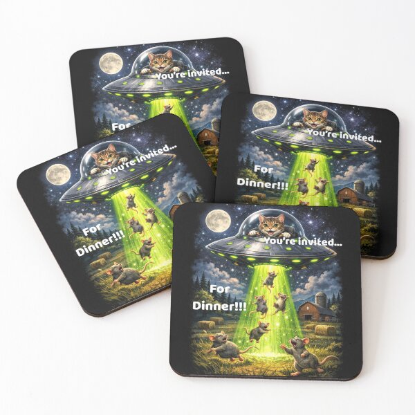 Item preview, Cat Flying Alien UFO Spaceship Beaming Up Mice for Dinner Funny Cat Design designed and sold by BeautifulH.