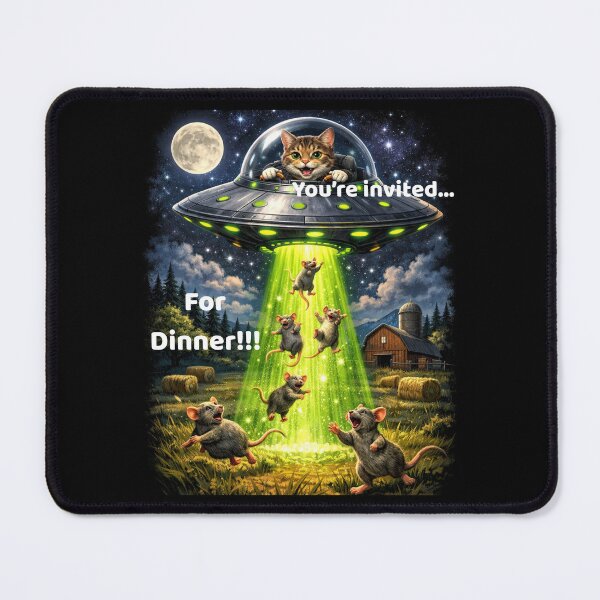 Item preview, Cat Flying Alien UFO Spaceship Beaming Up Mice for Dinner Funny Cat Design designed and sold by BeautifulH.