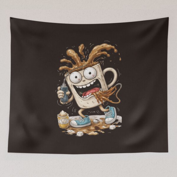 Item preview, Unhinged Coffee Cartoon – Chaotic Caffeine Monster Character designed and sold by Ivy-Triggs.