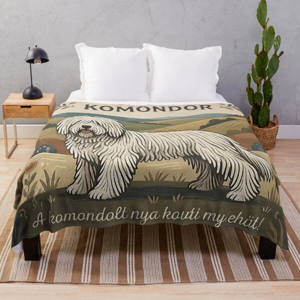 Item preview, Vintage Hungarian Komondor Dog designed and sold by QuietWallStudio.