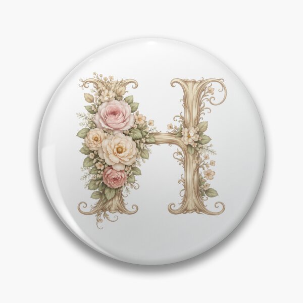 Item preview, Ornate Floral Letter H – Vintage Botanical Initial Art designed and sold by DvRose-.