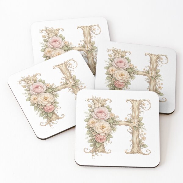Item preview, Ornate Floral Letter H – Vintage Botanical Initial Art designed and sold by DvRose-.