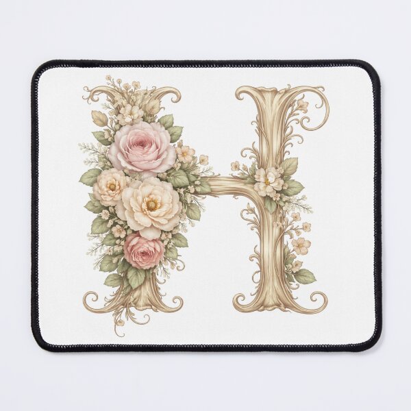Item preview, Ornate Floral Letter H – Vintage Botanical Initial Art designed and sold by DvRose-.
