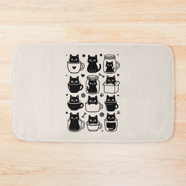 Item preview, Cute Black Cat in Cups designed and sold by dudelinart.