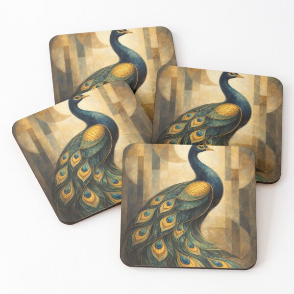 Item preview, Art Deco Peacock – Elegant Teal & Gold Vintage Wall Art Print designed and sold by the-dovlat.