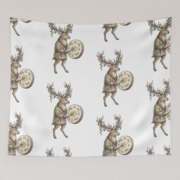Item preview, Pagan Art: Solstice Deer Drummer designed and sold by bapupa.
