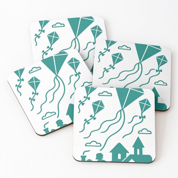 Item preview, Folk-Style Teal Kite Festival Over Village designed and sold by mbmstores.