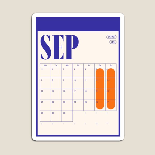 Item preview, Calendario de septiembre de 2026 designed and sold by HdotO.