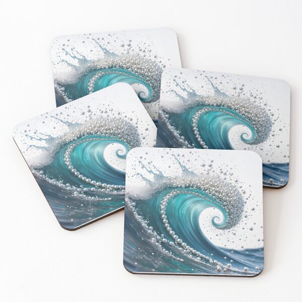 Item preview, Pearl-Studded Wave for Coastal Art Lovers designed and sold by Wonderful Designs.