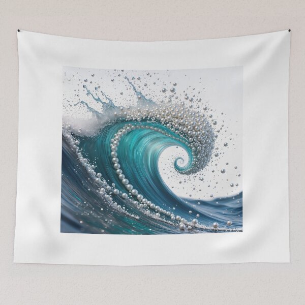 Item preview, Pearl-Studded Wave for Coastal Art Lovers designed and sold by Wonderful Designs.