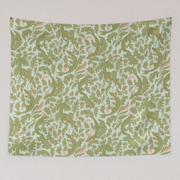 Item preview, Dragon Garden – Vintage Botanical Fantasy Pattern designed and sold by Ema Tudose.
