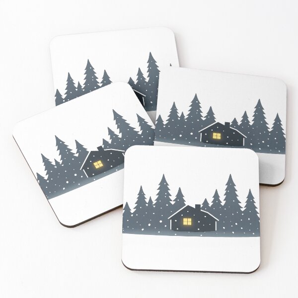 Item preview, Minimalist Winter Forest Cabin with Gentle Snowfall designed and sold by Fernova.