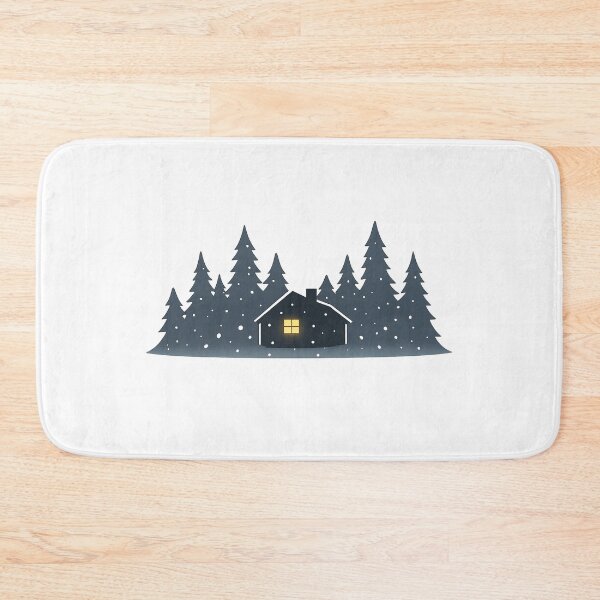 Item preview, Minimalist Winter Forest Cabin with Gentle Snowfall designed and sold by Fernova.
