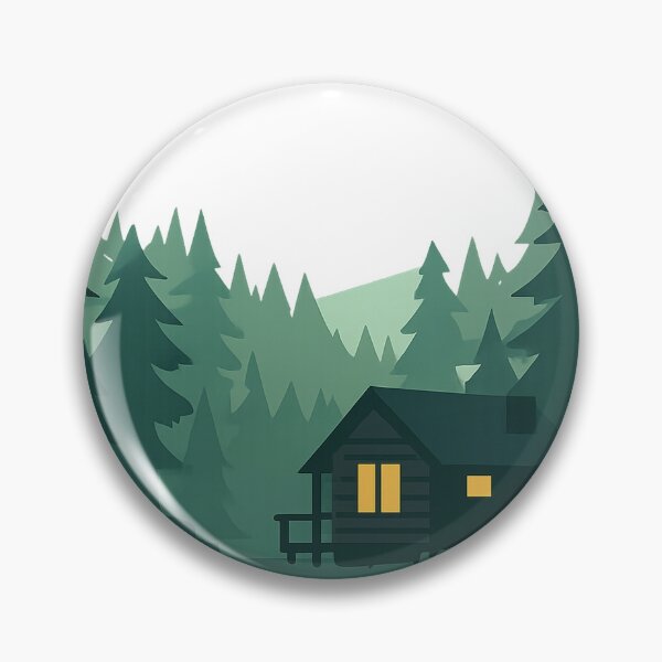 Item preview, Deep Forest Cabin – Minimalist Woodland Illustration with Warm Window Glow designed and sold by Fernova.