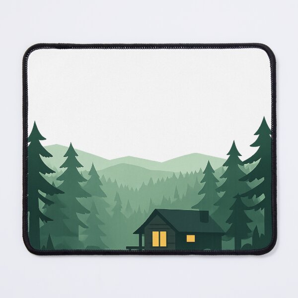 Item preview, Forest Cabin with Hills – Minimalist Landscape Illustration designed and sold by Fernova.