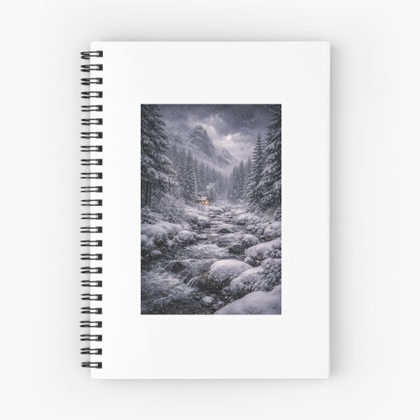 Item preview, Snowstorm in the Forest – Winter Mountain Landscape Art Print designed and sold by ZoviraDesigns.