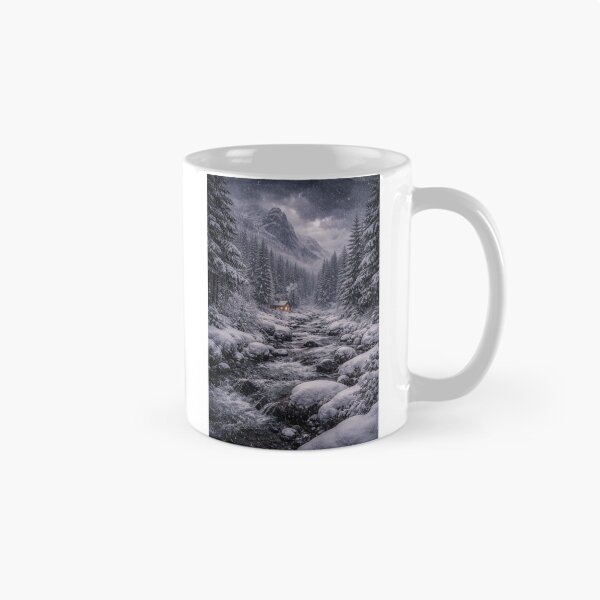 Item preview, Snowstorm in the Forest – Winter Mountain Landscape Art Print designed and sold by ZoviraDesigns.