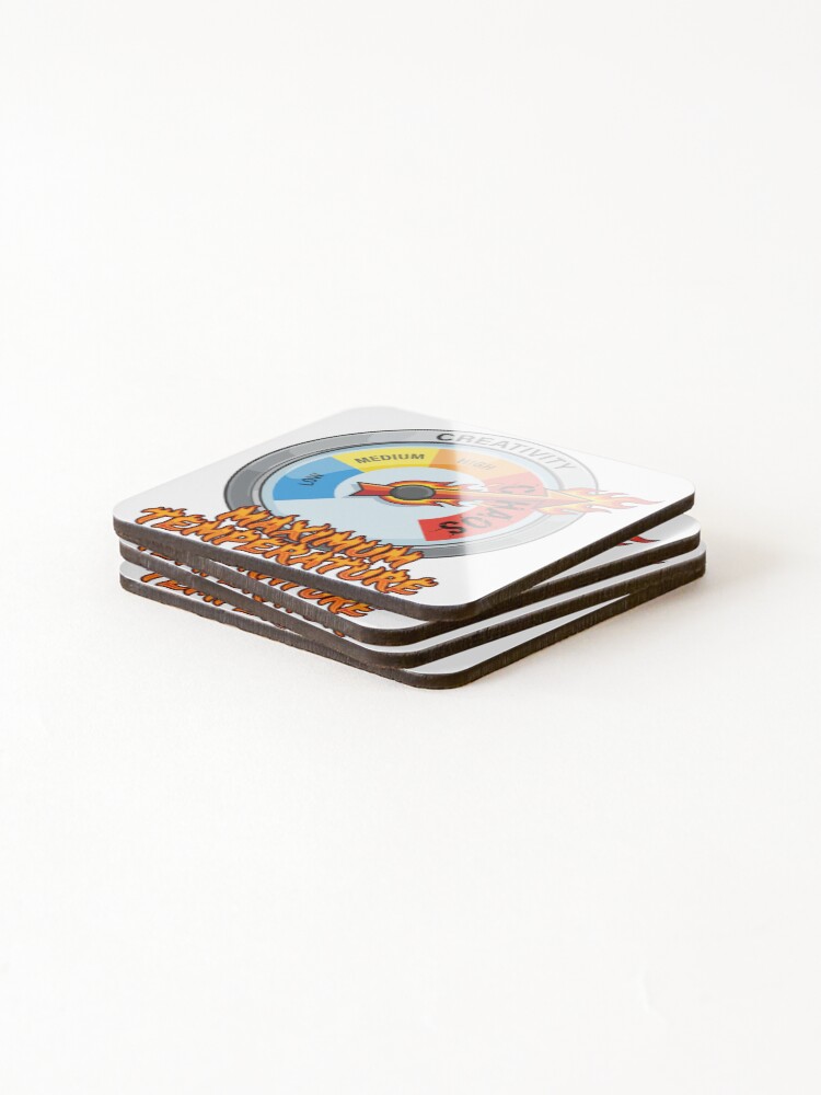 Thumbnail 4 of 5, Coasters (Set of 4), Maximum Temperature – Creativity Overload AI Humor Design designed and sold by CreativeHymms.