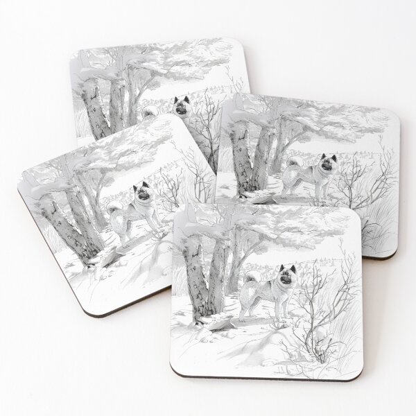 Item preview, A majestic Akita standing in a snowy landscape, Dogs in Motion designed and sold by CDC40.