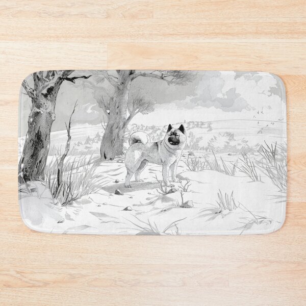 Item preview, A majestic Akita standing in a snowy landscape, Dogs in Motion designed and sold by CDC40.