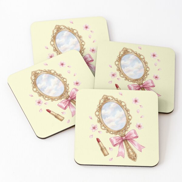 Item preview, Vintage Hand Mirror with Pink Bow Elegant Feminine Beauty designed and sold by Imaginationbeyond.