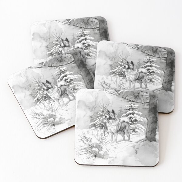 Item preview, A majestic Akita standing in a snowy landscape, Dogs in Motion designed and sold by CDC40.