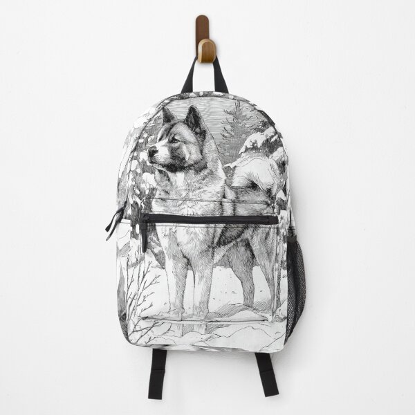 Item preview, A majestic Akita standing in a snowy landscape, Dogs in Motion designed and sold by CDC40.