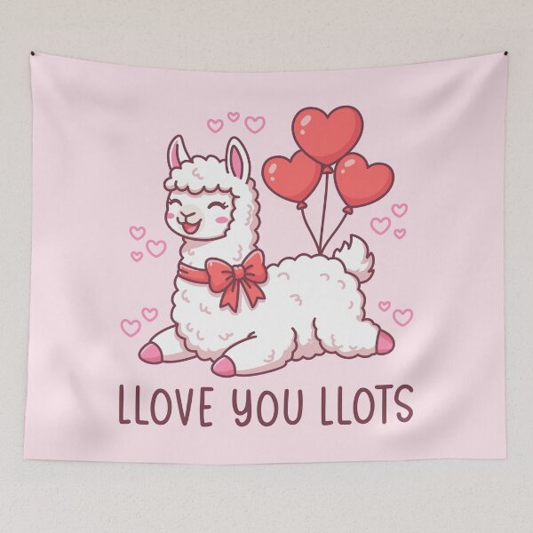 Item preview, Llove You Llots - Kawaii Llama Valentine Illustration designed and sold by Brogress Project.