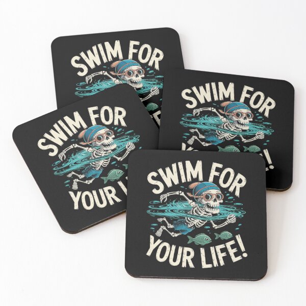 Item preview, Halloween Skeleton Swimming Swim For Your Life Swimmers Dad  designed and sold by VerseFarm.