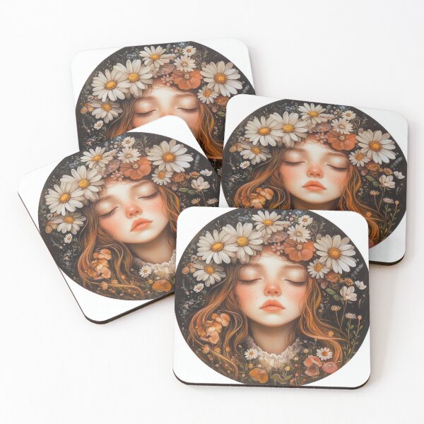 Item preview, Dreamy Floral Portrait of Freckled Girl with Daisies designed and sold by TIA-shop.