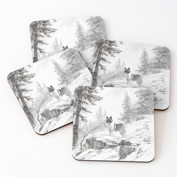 Item preview, A majestic Akita standing in a snowy landscape, Dogs in Motion designed and sold by CDC40.