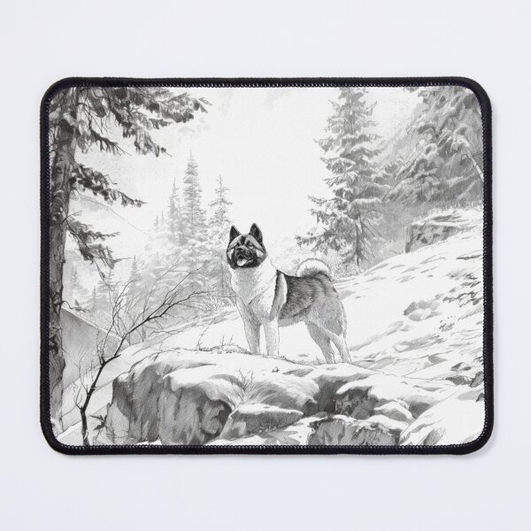 Item preview, A majestic Akita standing in a snowy landscape, Dogs in Motion designed and sold by CDC40.