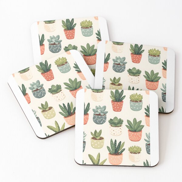 Item preview, Cute Pastel Succulents in Ceramic Pots Pattern Sticker designed and sold by PalmixArt.