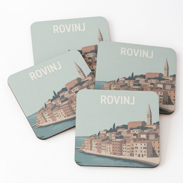 Item preview, Rovinj Old Town Coastal Illustration Minimal Vintage Travel Art designed and sold by Timeless Design.