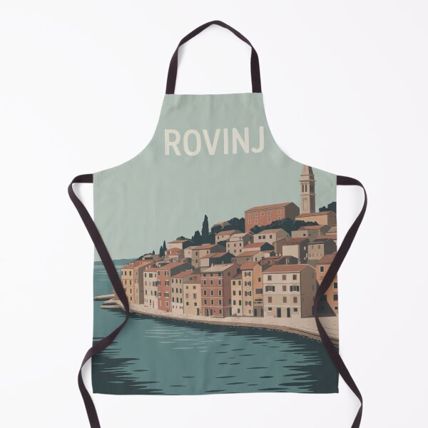 Item preview, Rovinj Old Town Coastal Illustration Minimal Vintage Travel Art designed and sold by Timeless Design.