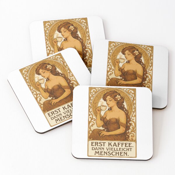 Item preview, First coffee, then people. Art Nouveau quote. Introverted. Gift. designed and sold by Pineapple-Tree.