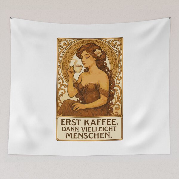 Item preview, First coffee, then people. Art Nouveau quote. Introverted. Gift. designed and sold by Pineapple-Tree.