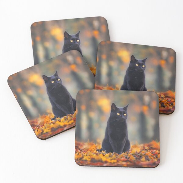 Item preview, Black Cat in the Fall Forest designed and sold by MB-CatPrints.