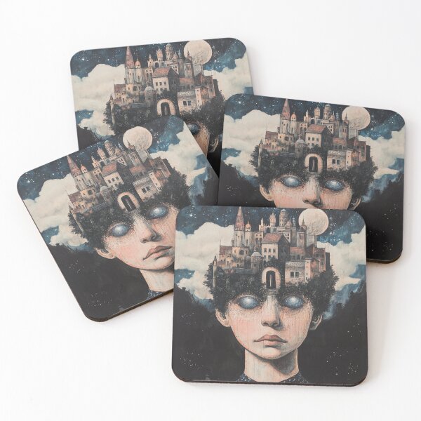 Item preview, Surreal Star-Eyed Portrait with Fantasy Castle Mindscape designed and sold by TIA-shop.