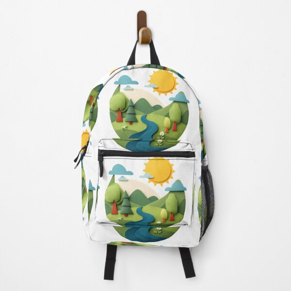 Item preview, Minimalist 3D Papercut Landscape - Sunny Green Hills & River by Design Artistia designed and sold by DesignArtist.ia.