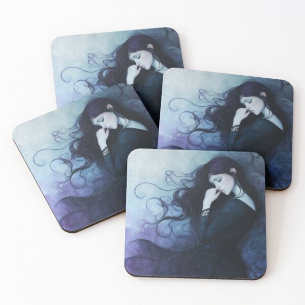 Item preview, Dreamy Gothic Girl in Flowing Dark Dress with Purple Tones designed and sold by TIA-shop.