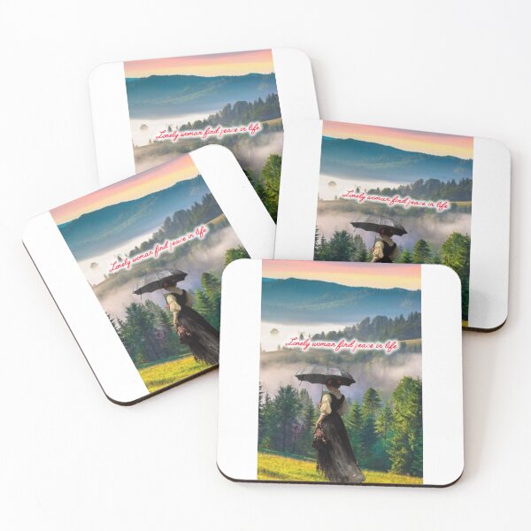 Item preview, Beautiful Thought: A Lonely Lady with Umbrella | Calm & Aesthetic Artwork designed and sold by VeenaArtStudio.