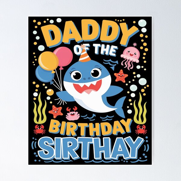 Item preview, Daddy Birthday Kids Shark Dad Party Matching Family 3  designed and sold by SyntaxClaw.