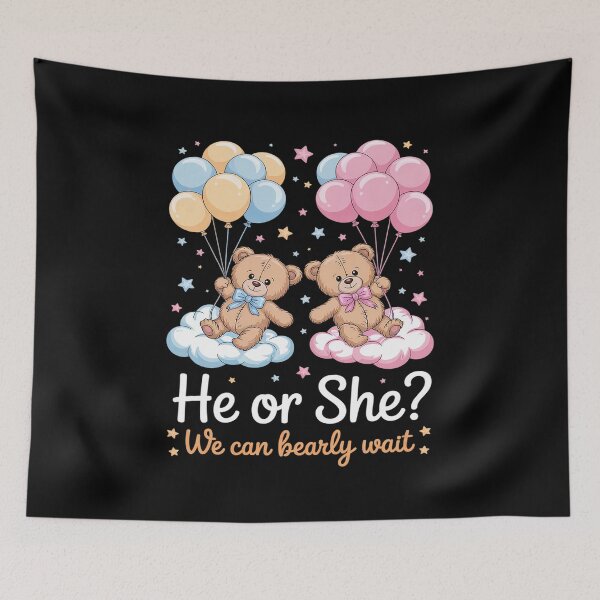 Item preview, He or She We Can Bearly Wait Bears Balloons Gender Reveal  designed and sold by InspiredFoul.
