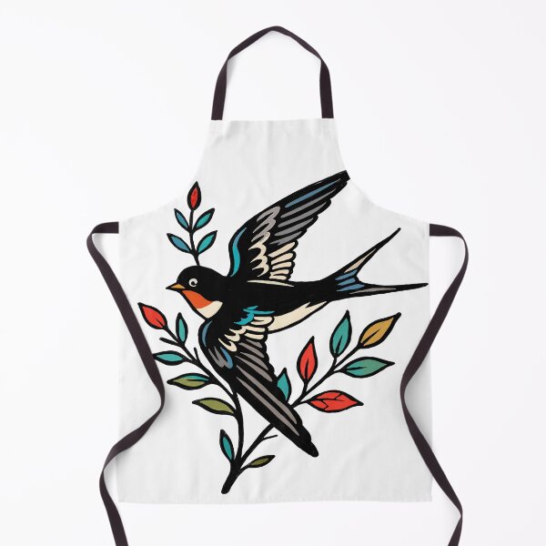 Item preview, Hand-Drawn Swallow Tattoo with Floral Elements designed and sold by SugarCore.
