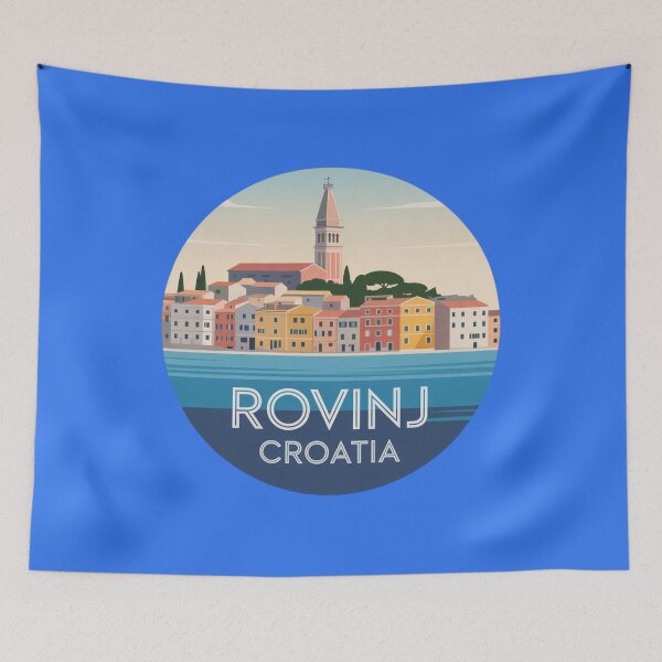 Item preview, Rovinj Croatia Travel Badge Minimal Coastal Sticker designed and sold by Timeless Design.