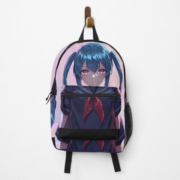 Item preview, Blue-Haired Anime School Girl with Dreamy Eyes designed and sold by RizziesDesign.