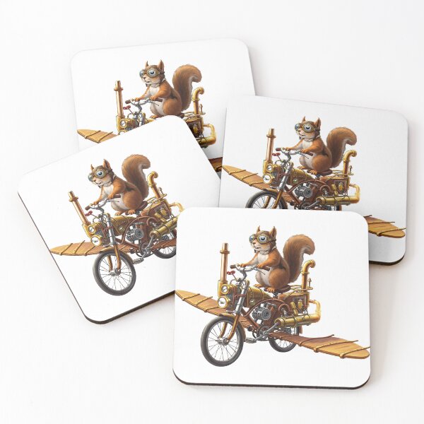 Item preview, Steampunk Squirrel Aviator - Vintage Flying Machine Fantasy Art designed and sold by MitoDesigns.